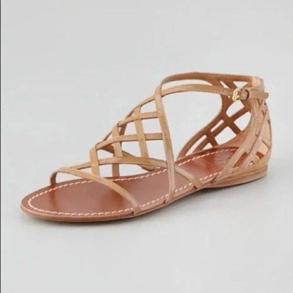 Tory Burch Amalie Nude Caged Strappy Sandals 6 - Picture 1 of 5